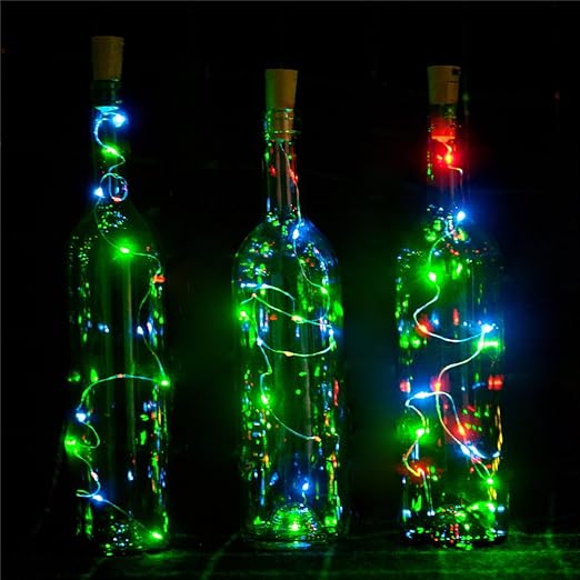 Recycle Wine Bottle Lights Battery Powered 6 Pack 15leds Diy