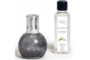 MAISON BERGER Disco Lamp Gift Set – Grey Checkerboard Catalytic Air Purifier & Fragrance Diffuser with Pure White Tea Refill,