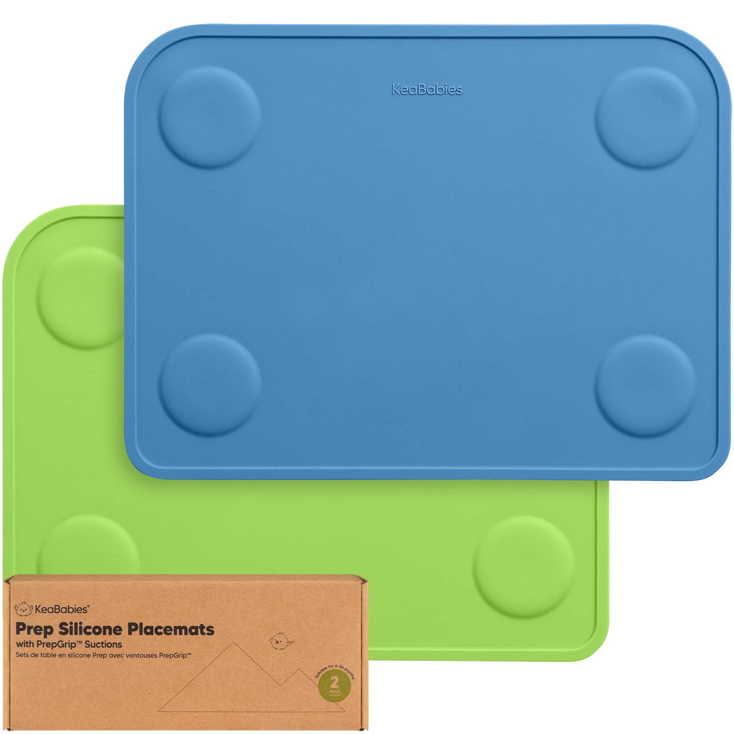 Photo 1 of KeaBabies 2-Pack Silicone Placemats for Toddlers - 12x9 Non Slip Suction Baby Silicone Placemat for Kids Eating, Easy to Clean, Busy Travel Baby Mat for Dining Table, Food Grade/BPA-Free (Kea)