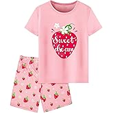 Sylfairy Girls Pajamas Short Sleeve Toddler Girls Summer Short Sets Sleepwear Clothes Kids Pajamas