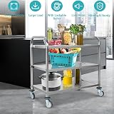ybaymy 3 Tier Stainless Steel Trolley 750x400x835mm Kitchen Cart view 2