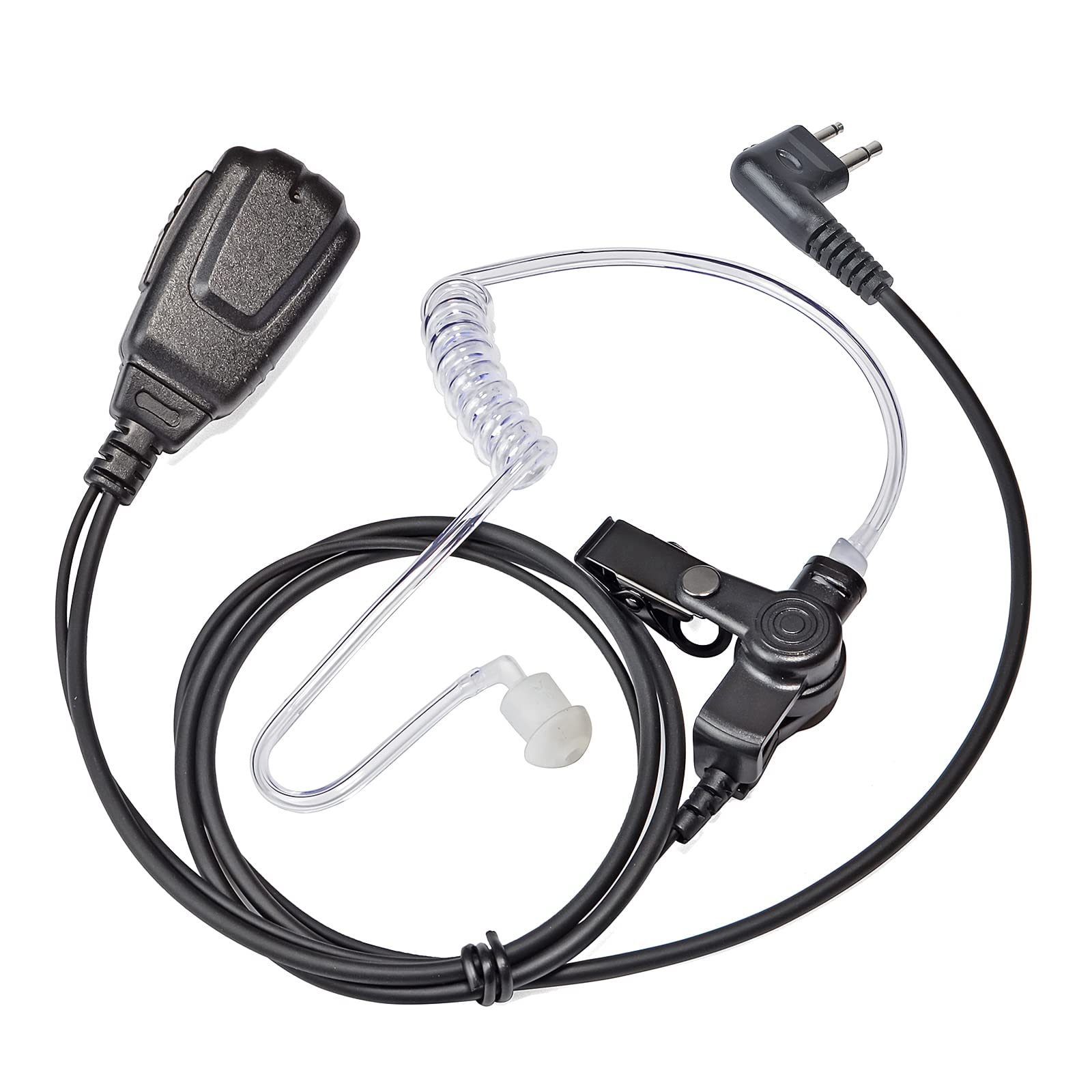 UAYESOK Covert Acoustic Tube Walkie Talkie Earpiece Headset 2 Pin with PTT Mic and Eartip Earbuds for Motorola CP040 DP1400 GP300 XT420 XT460 Hytera PD405 PD505 TC620 Two Way Radio Surveillance Kit