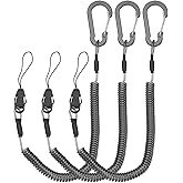 PATIKIL Coiled Lanyards with Buckle Retractable Safety Ring and Quick Release Detachable Buckle for Fishing Equipment