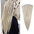Sangtok 20 pcs Thick Blonde Dreadlock Extensions Single Ended, 24 inch 1cm Width Handmade Viking Crochet Dreads Extensions, SE Hippie Soft Fake Synthetic Dreadlock Extensions for Women