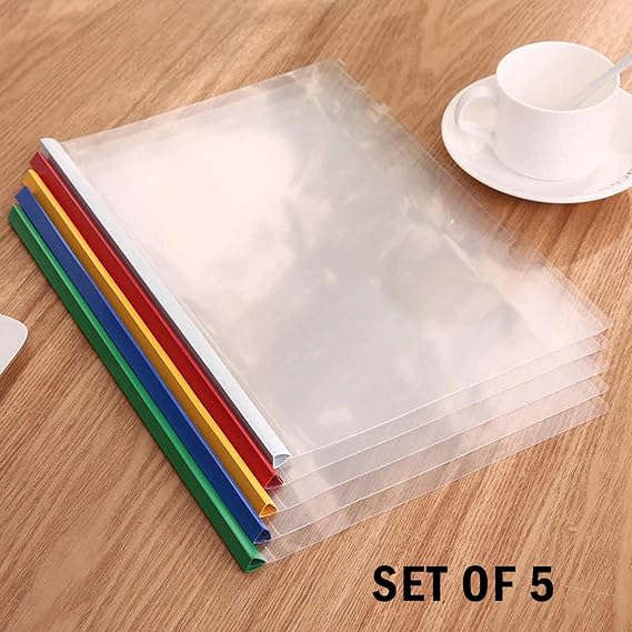 TRANBO® Transparent Sliding Bar Report Cover File Folder, A4 Size, Pack
