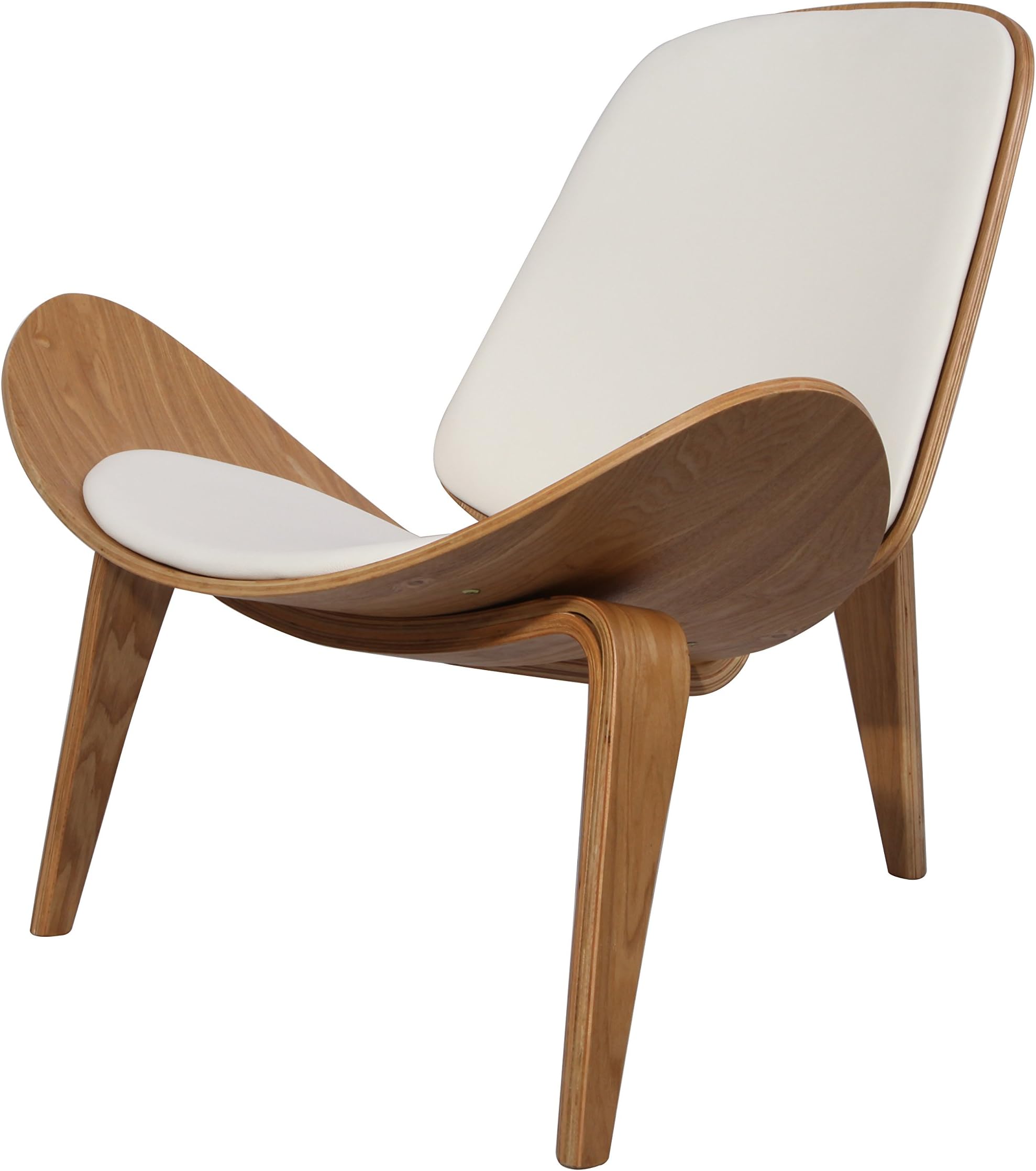 MLF Hans Wegner Modern Mid-Century CH07 Arch Lounge Shell Chair(Multi Colors Available), Nature Plywood, White Italian…
