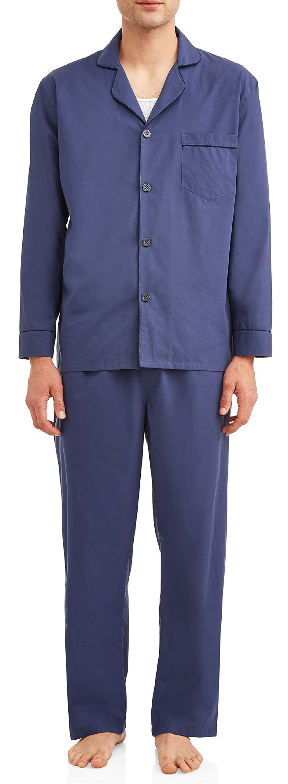 Men's Woven Plain-Weave Pajama Set