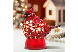GLEXPFESTI Cardinal Christmas Snow Globe Lantern with 6H Timer Water Snow Globe Lantern USB & Battery Operated for Christmas Festival Decorations Gifts (Cardinal)