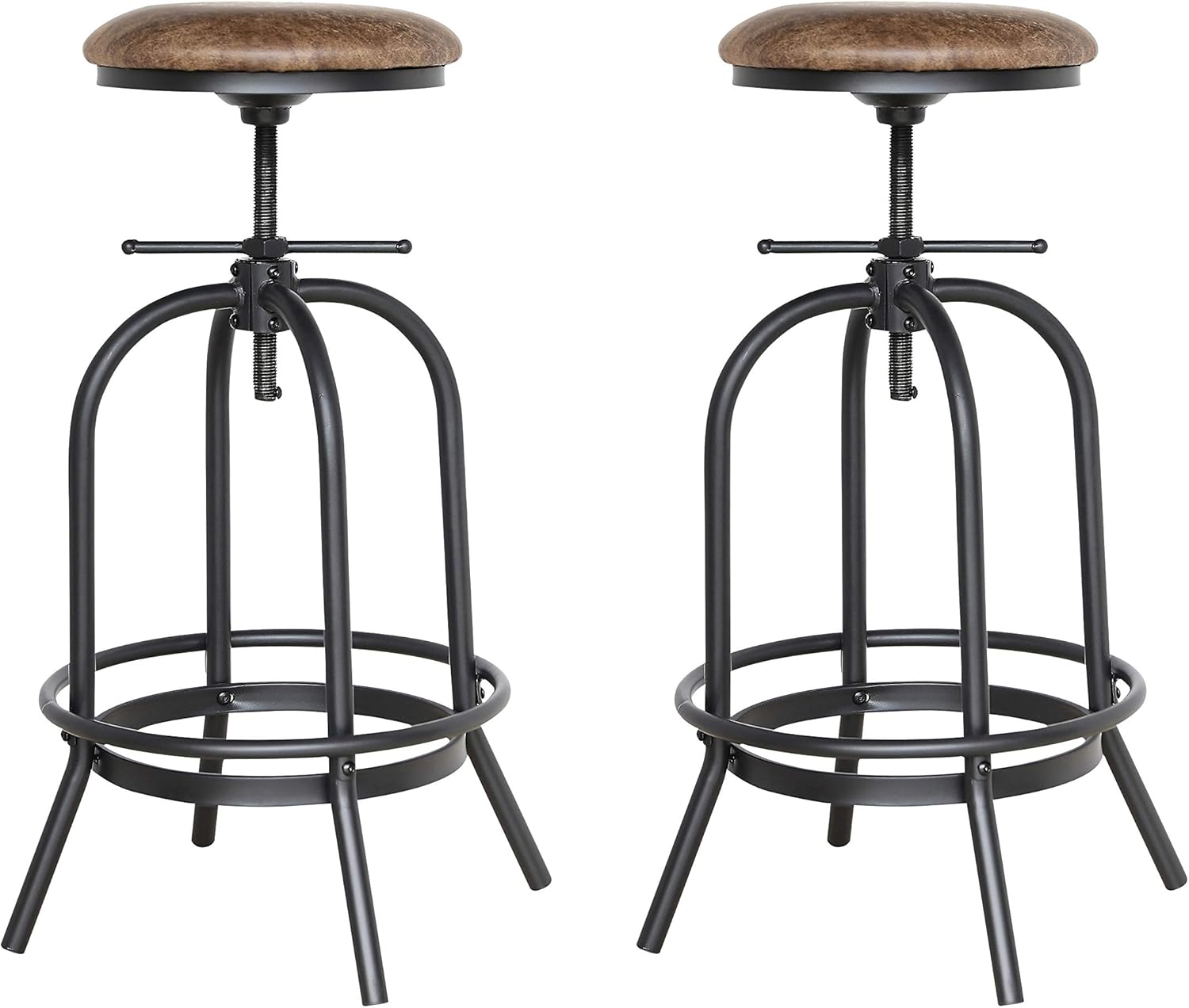 ASVP Shop Industrial Bar Stool Set of 2 With Rustic Metal Pipe Shelving