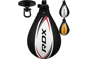 RDX Speed Bag Boxing Ball with Hanging Swivel Set, Genuine Leather Dodge Striking Mount Kit Heavy Duty, MMA Muay Thai Punchin