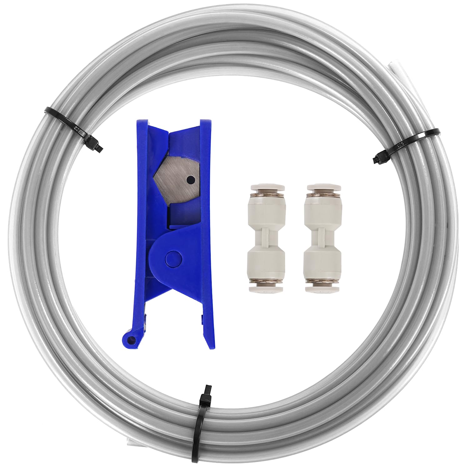 Sovol PTFE Tube 2.5mm ID 4mm OD, Length 5M/ 16.4ft, with 2 Couplers and Tubing Cutter for Bambu lab X1/ X1C/ P1P/ P1S/ A1/ A1 Mini, MMU3, K1 Max/Ender 3 V3 and Direct Drive 3D Printer