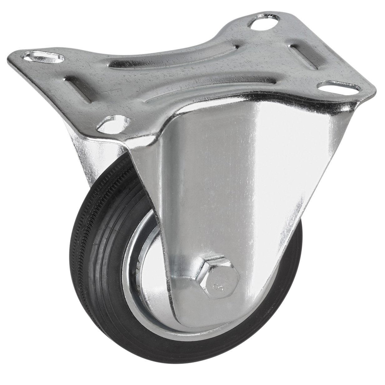 Metafranc Fixed Castor Diameter 80 mm - 104 x 80 mm Plate - Solid Rubber Wheel - Soft Tread - Roller Bearings - 50 kg Load Capacity/Transport Castor/Furniture Castor/Heavy Duty Castor / 800620