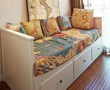 Amazon Com Caramel Macchiato Couch Throw World Map Tassels