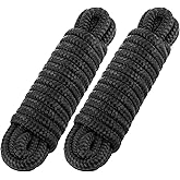 Moclear Premium Marine-Grade Dock Lines - 2 Pack 3/8" x 15' Strength-Tested Double Braided Nylon Boat Ropes with 12" Security Loops | Heavy-Duty Docking & Mooring Rope