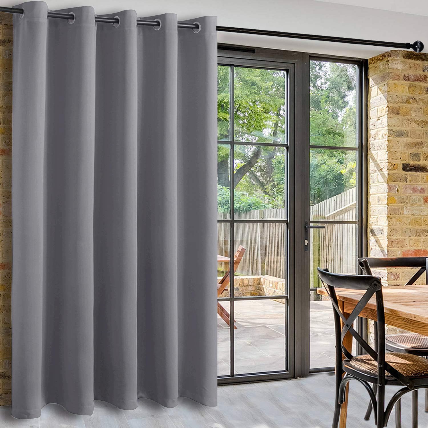 DWCN 1 Panel Wide Width Blackout Curtain Room Divider Curtains for Bedroom, Grey Door Curtains Blackout for Living Room, Apartment, Lounge, 80 x 84 inch Width by Length