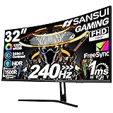 SANSUI 32 Inch Curved 240Hz Gaming Monitor High