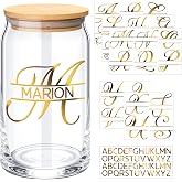 Janlaugh 10 Sheets Personalized Split Letter Stickers,Stamping Gold | UV DTF Cup Wraps, Waterproof Custom Name Sticker, 30 40 oz Tumbler Vinyl Monogram Name Decals, Labels for Water Bottle