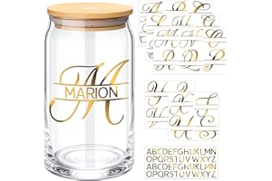 JANLAUGH 10 Sheets Personalized Split Letter Stickers for Water Bottles Christmas Crafts Waterproof Vinyl Name Decals for 30 40 oz Tumbler UV DTF Cup Wraps Custom Stickers for DIY Helmet Laptop(Stamping Gold)