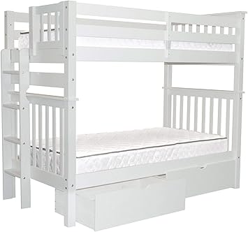 Amazon Com Bedz King Tall Bunk Beds Twin Over Twin Mission Style