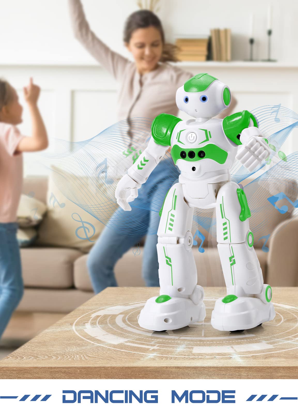 KingsDragon RC Robot Toys for Kids, Gesture & Sensing Remote Control Robot for Age 4 5 6 7 8 Year Old Boys Girls Birthday Present (Green)