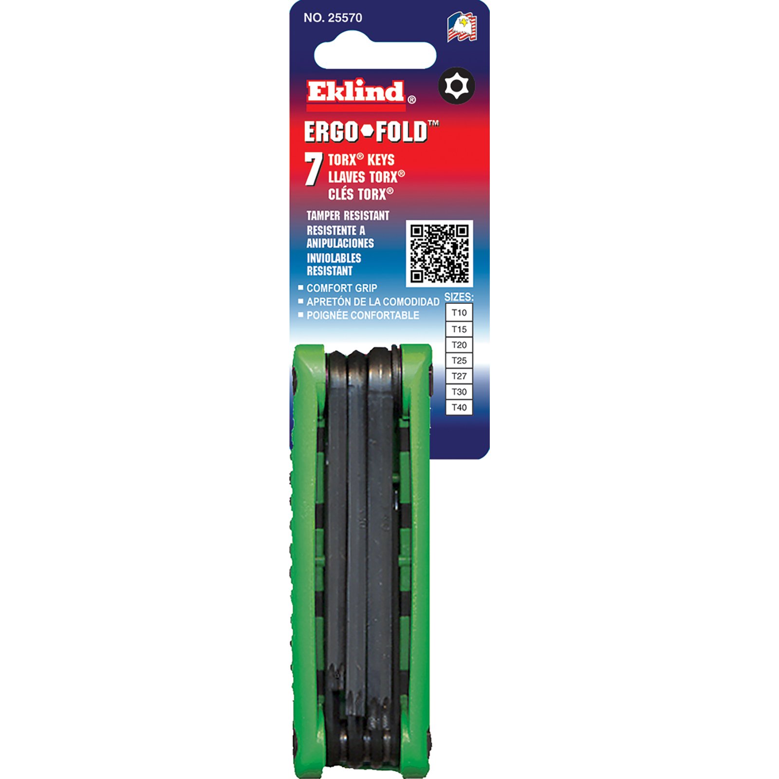 EKLIND 25570 Ergo-Fold Fold-up Security (tamper resistant) TORX star - 7pc set T10-T40