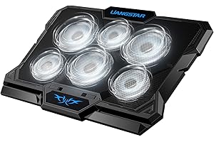 LIANGSTAR Laptop Cooling Pad, Laptop Cooler with 6 Quiet Led Fans for 15.6-17 Inch Laptop Cooling Fan Stand, Portable Ultra Slim USB Powered Gaming Laptop Cooling Pad, Switch Control Fan Speed Function (White)