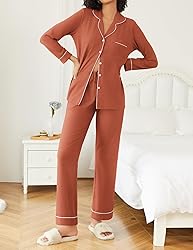 Ekouaer Womens Pajamas Set 2 Piece Button Down