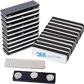 Magreen 100 Pack Name Badge Magnets, Magnetic Name Badge Holders, Name Tag Magnet Backs with 3 Powerful Neodymium Magnets and 3M Adhesive Front Plate