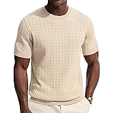 PJ PAUL JONES Mens T-Shirts Short Sleeve Textured Knit Shirt Casual Hollow Out Tee Shirts Crewneck Pullover Tees