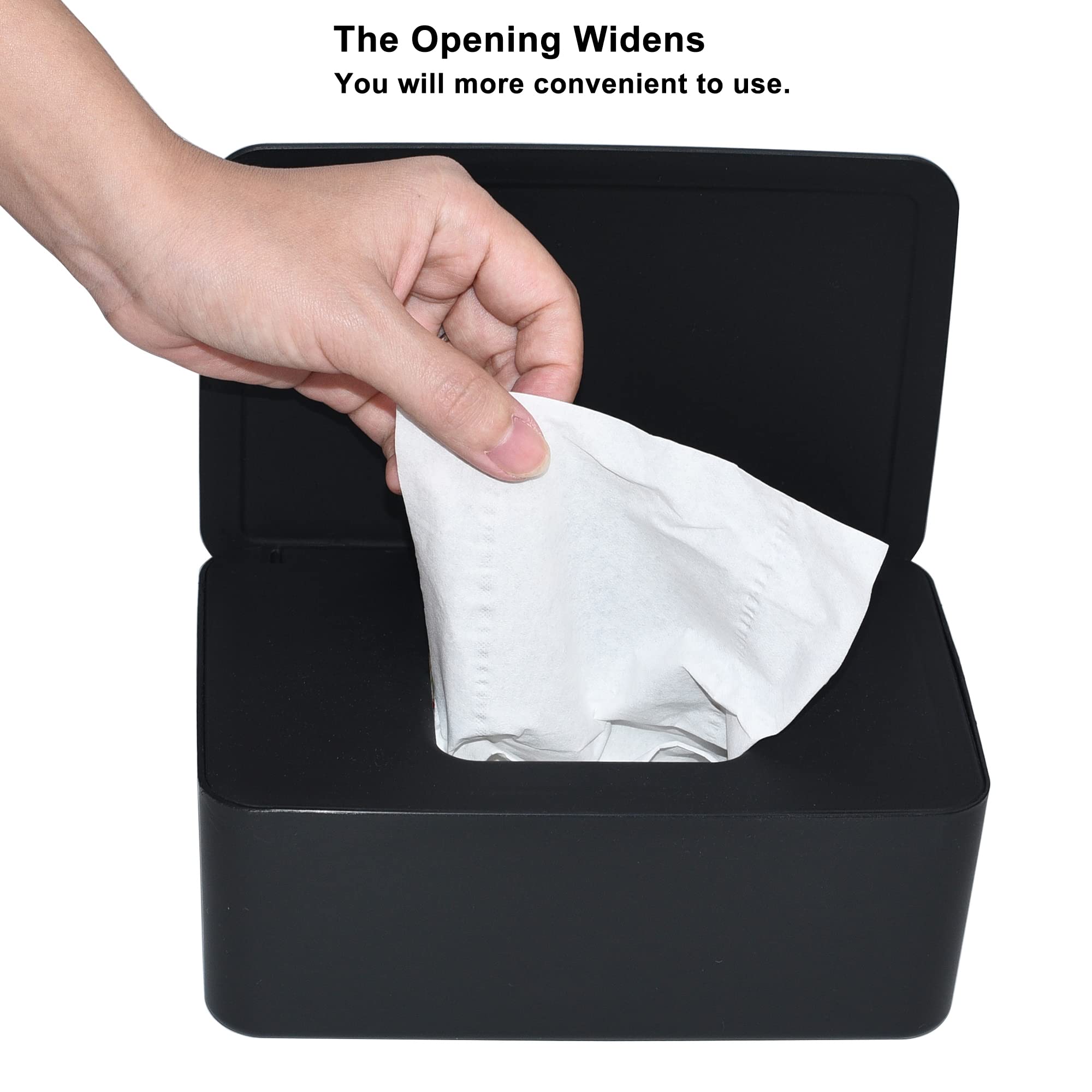 Diaper Wipes Dispenser, Tissue Storage Box Case, Wet Wipe Dispenser Holder with Lid for Home, Office, Cars (Black)