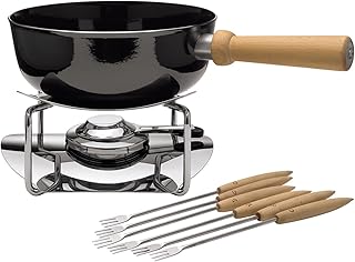 Silit Käsefondue-Set 9-teilig Fondue für 6 Personen, Silargan Funktionskeramik, induktionsgeeignet, spülmaschinengeeignet, Kasserolle Rechaud Brenner Fonduegabeln
