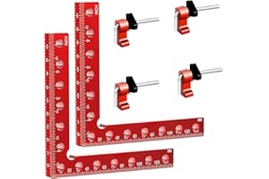 SHANDERBAR 90 Degree Clamp，2 Pack 5.5"x 5.5" Aluminum Alloy L-Type Corner Clamps for Woodworking, Right Angle Clamp with 2 Clamps and Gaskets, for Boxes Cabinets Drawers Picture Frames