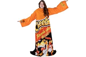 Snuggie Fleece Reversible Flamin’ Hot Cheetos | The Original Wearable Blanket with Sleeves and Pocket | Double Sided Super Soft Warm | Cozy for Gaming TV and Travel | Comfort Gift for Her or Him