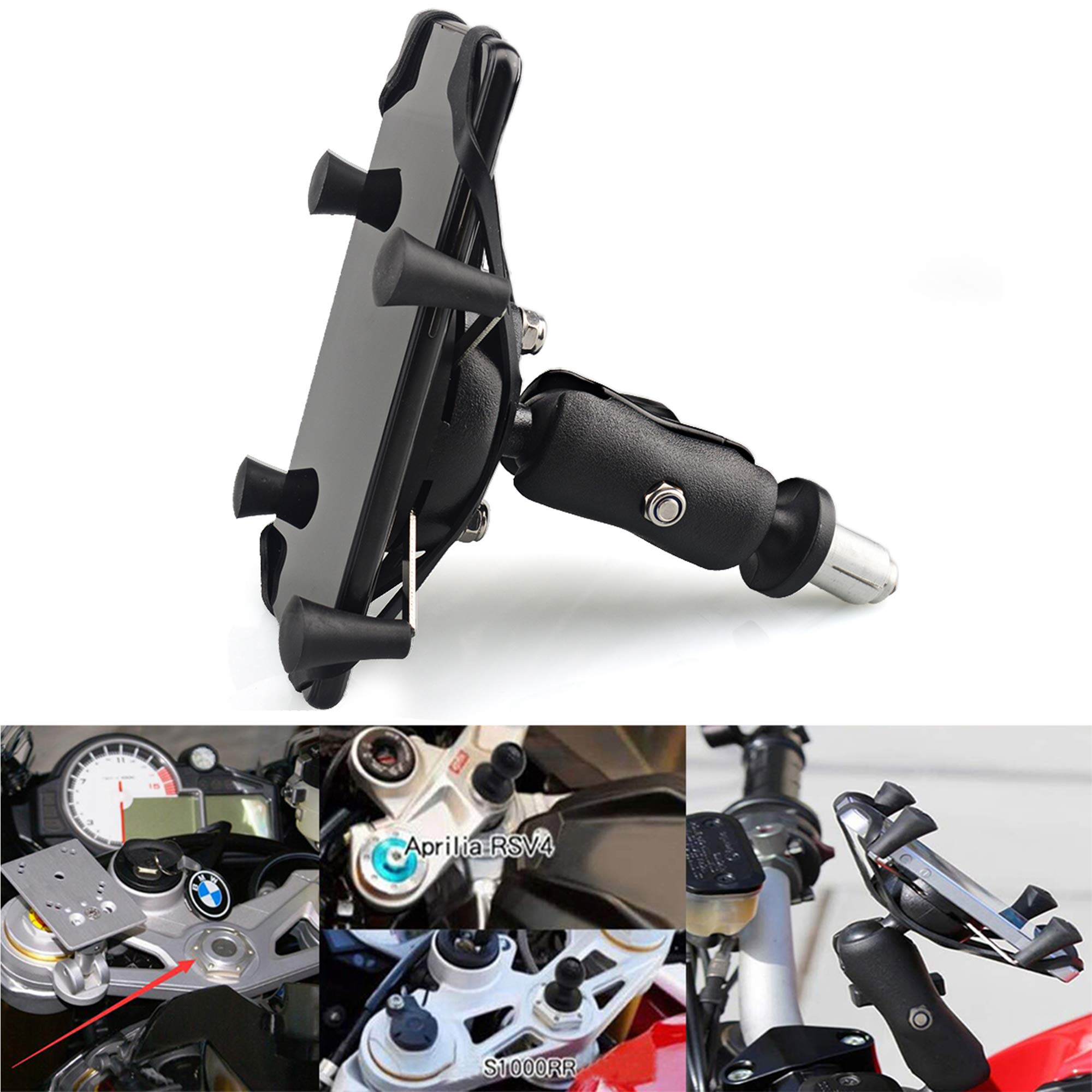 evomosa Motorbike Cell Phone Holder Mount GPS Support Stand for 4 '' - 7 '' Smartphone Fits all Motorcycles with Holes For R1 R6 S1000RR F5 CBR650F VFR1200