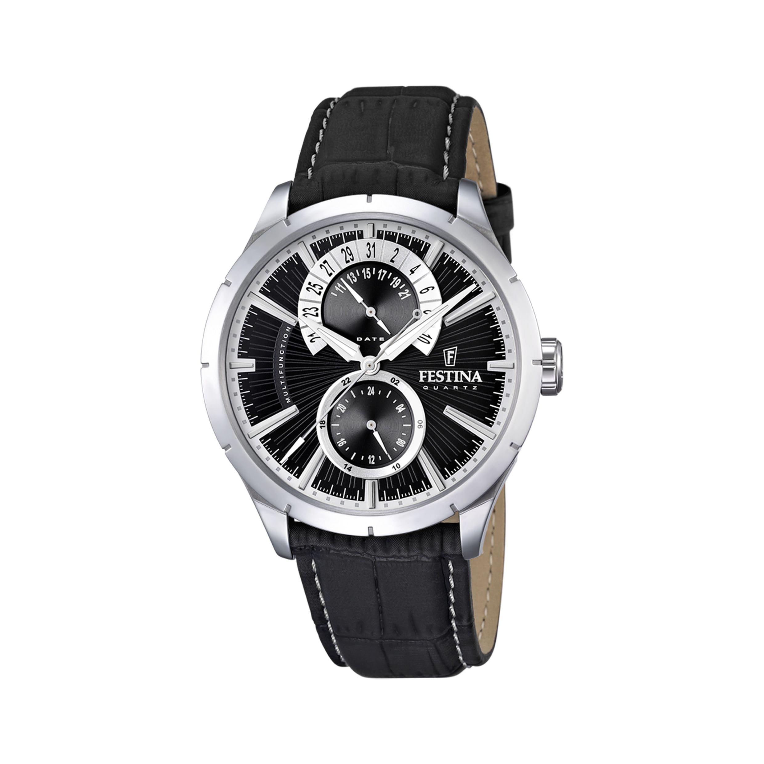Festina Men's Analogue Watch F16573/3 with Leather Strap and Black Dial