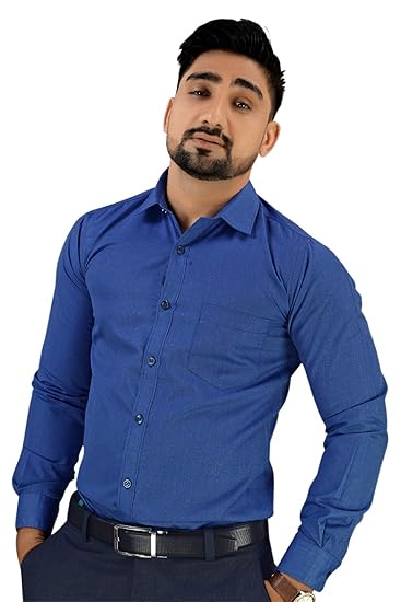 Uniform Sarees Men�s Formal Shirt Office Wear Regular Fit Full SleeveSolid Blue