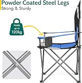 Trail Kestrel Deluxe Camping Chair with High Back and Cup Holder (Blue) view 4