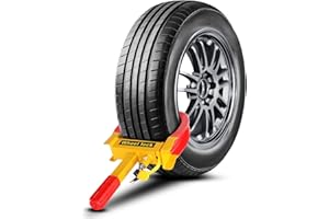 Flexzion Trailer Wheel Lock Anti Theft Wheel Clamp Lock - Heavy Duty Adjustable Tire Boot Lock for Trailer with Keys, Red & Y