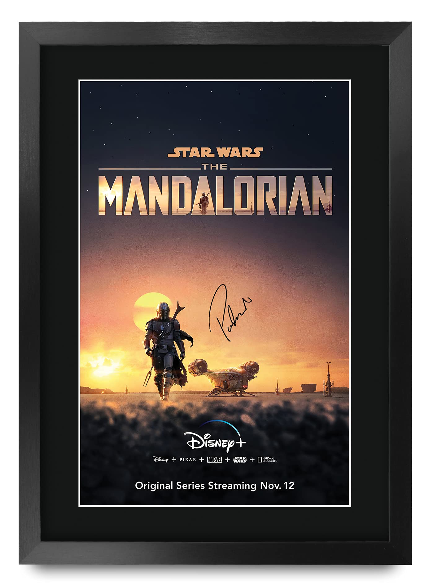 HWC Trading A3 FR The Mandalorian Pedro Pascal Gifts Printed Signed Autograph Picture for TV Memorabilia Fans - A3 Framed