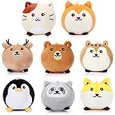Aoriher 8 Pcs Mini Stuffed Animals 3.15 Inch Stuffed Animals Ornaments Bulk Colorful Woodland Animal Keychain for Birthday Wedding Baby Shower Party Favor(Regular Style)