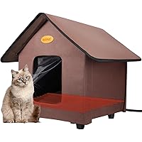 Heated Cat Houses for Outdoor Cats - Elevated Weatherproof Insulated Heated Outdoor Cat House for Winter - Feral Cat Shelter