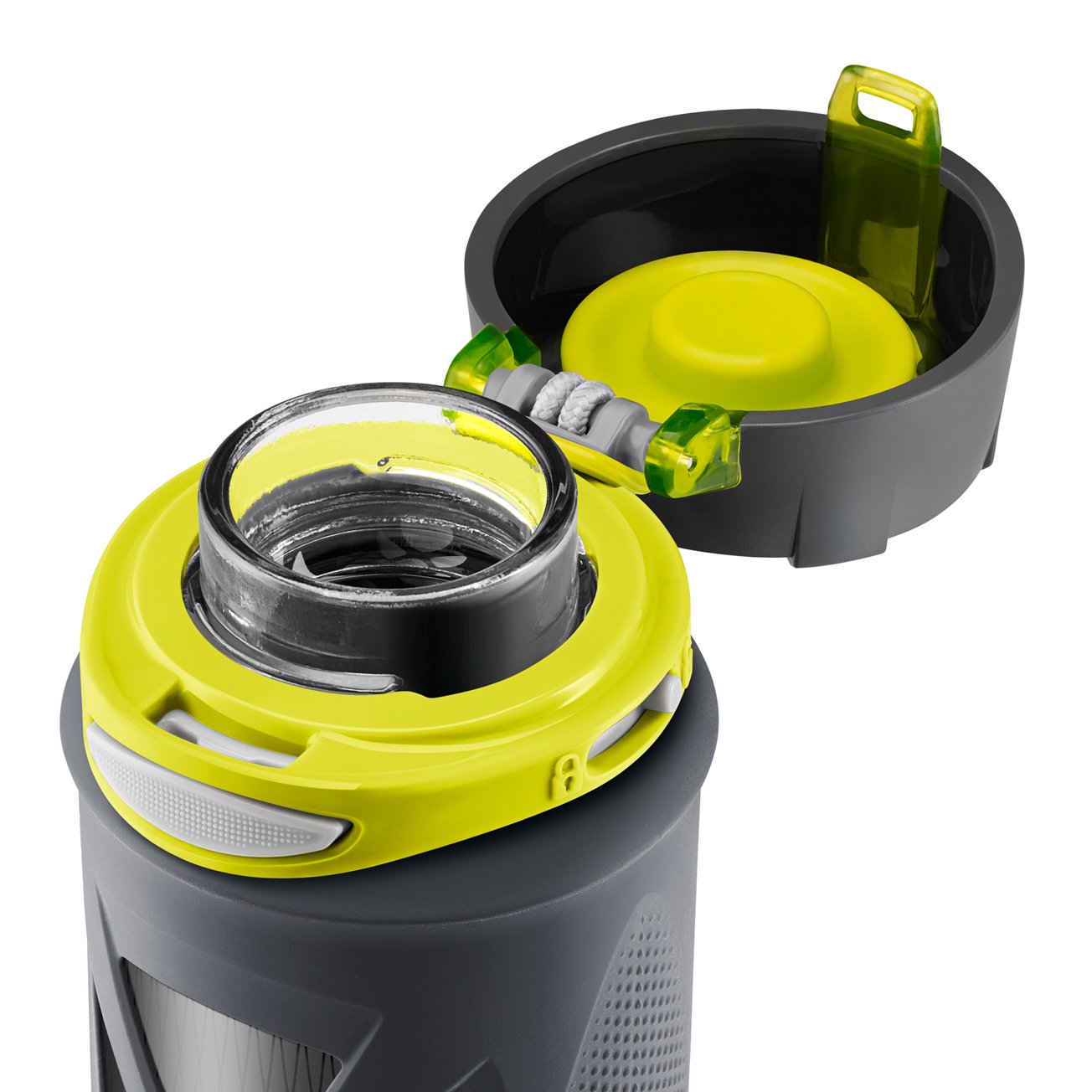 ZULU Atlas Glass Water Bottle with Silicone Sleeve, 20 oz, Grey/Green
