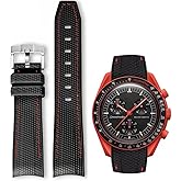 HEYOZURY Watch Bands for Omega X Swatch Moonswatch Watch 20mm Curved Rubber Strap Silicone Watch Band Men Women Replacement Bracelet Omega MoonSwatch Speedmaster No Gap Strap