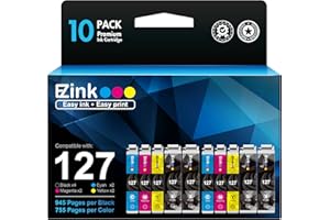E-Z Ink (TM Remanufactured Ink Cartridges Replacement for Epson 127 T127 to use with NX530 625 WF-3520 WF-3530 WF-3540 WF-7010 WF-7510 7520 545 645 (4 Large Black, 2 Cyan, 2 Magenta, 2 Yellow) 10Pack