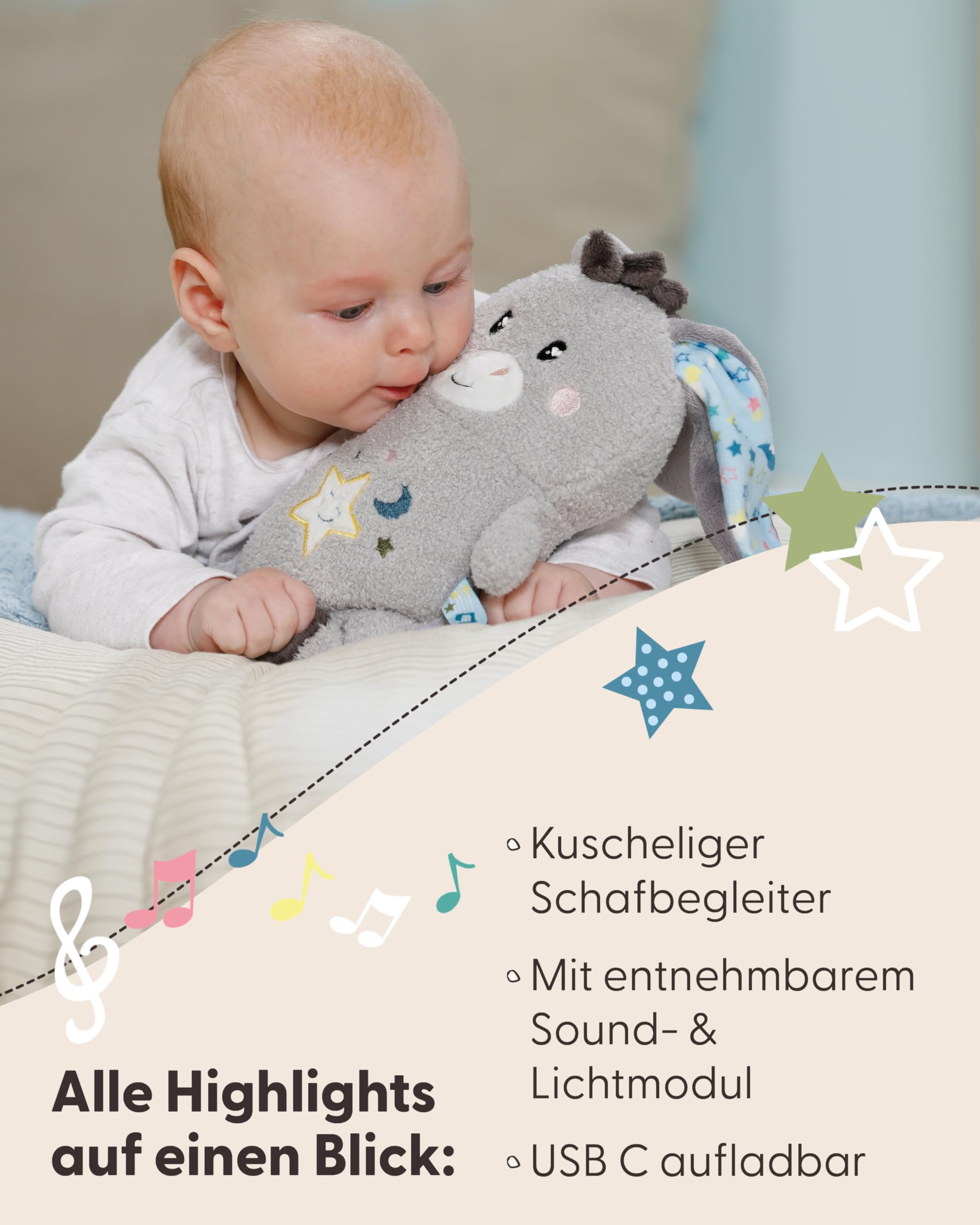 NICI Baby Einschlafhilfe Kuscheltier Esel Littledoo 25cm multifunktional in Geschenkbox - grau - Plüschtier für Babys und Kleinkinder zum Greifen, Knuddeln, Entdecken und Einschlafen - 61614 4
