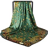 WUZININGLE 43" Large Square Silk Head Scarf Stain Bandanas for Women 100% Silk Scarf for Hair Wrapping at Night