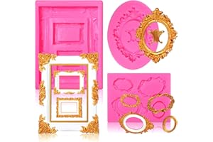 Sakolla Photo Frame Silicone Mold - 3 Pack Picture Fondant Candy Chocolate Molds Cake Decorating, Sugar, Gum Paste, Chocolate, Cookies, Resin, Polymer Clay - Pink