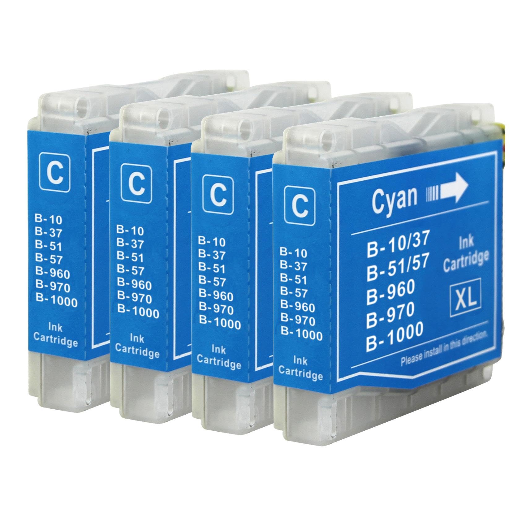 4 Go Inks Cyan Ink Cartridges to replace Brother LC970C and LC1000C Compatible/non-OEM for Brother DCP, MFC and FAX Printers, High Capacity