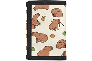 Dolyues Cute Capybara Wallet for Girls 6-12 - Orange Animal Print Money Organizer with Zipper Pocket, Lightweight Coin Purse for Teens & Kids (Ideal School Accessory & Birthday Gifts)