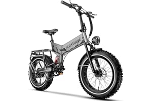 SASIKEIBIKE 1500W Electric Bike for Adults Full Suspension,48/52v 20AH Electric Dirt Bike with 20" x 4.0 Fat Tire, Max 30+MPH & 70 Miles Electric Bicycle, Ebike for Snow, Mountains, Road UL Certified